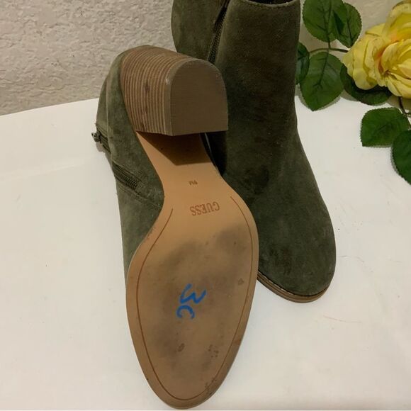 Guess Hardy Green Suede Ankle Booties - Picture 6 of 11
